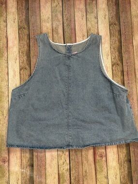 Y2K Denim Tank Top | 2X Sleeveless Blue Jean Top Minimalist